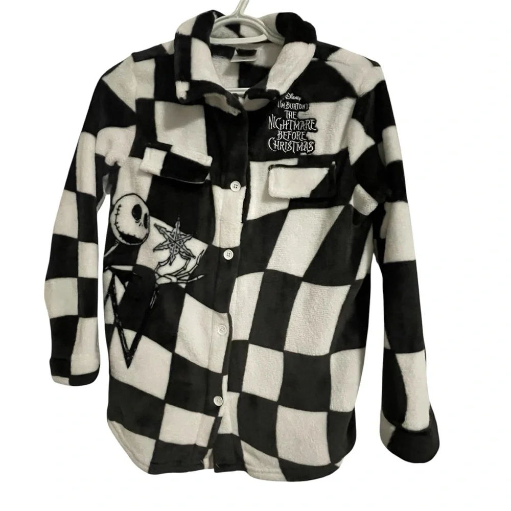 Disney Kids Nightmare Before Christmas Checkered Jacket - Black and White - XL - Picture 1 of 7
